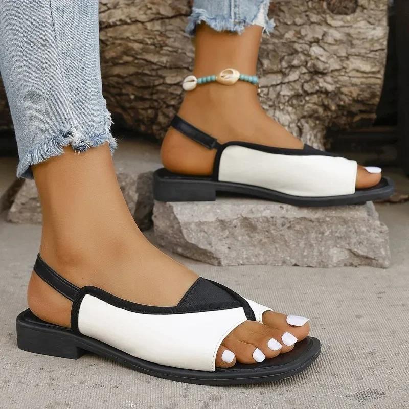 High Quality Fashion Women's Shoes Flip Flop Women's Flat Shoes Buckle Low Heel Back Travel Strap Rubber Sole Sandals