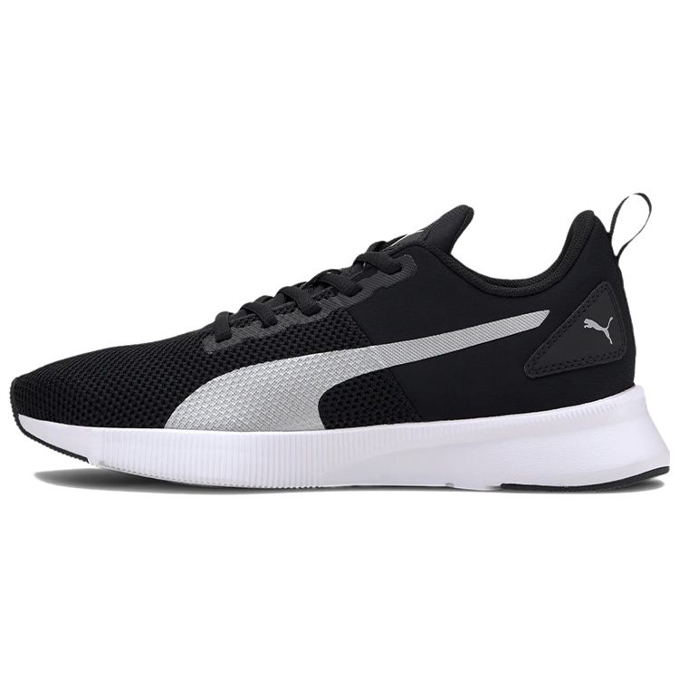 Puma Flyer Round Toe Lace-Up Mesh Fabric Shock Absorbing Non-Slip Lightweight Low-Top Running Shoes Unisex Sneaker Black Silver 192257-25