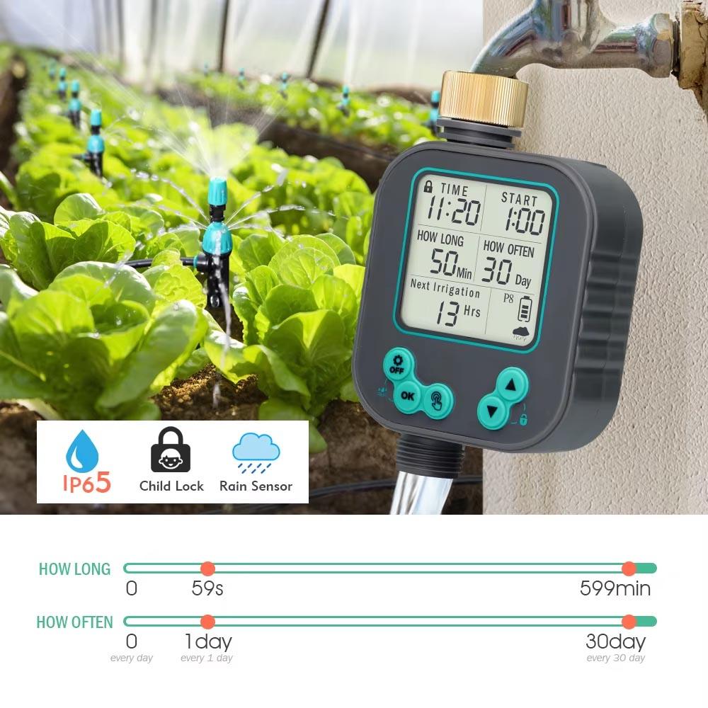 1/4" Garden Irrigation Timed System Rain Sensor LCD Timer 4/6mm Adjustable Sprinkler Drippers Outdoor Lawn Plant Pots Watering