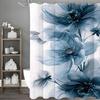 Blue Floral Shower Curtain, Bathroom Decorative Shower Curtain, Waterproof Shower Curtain with Hooks