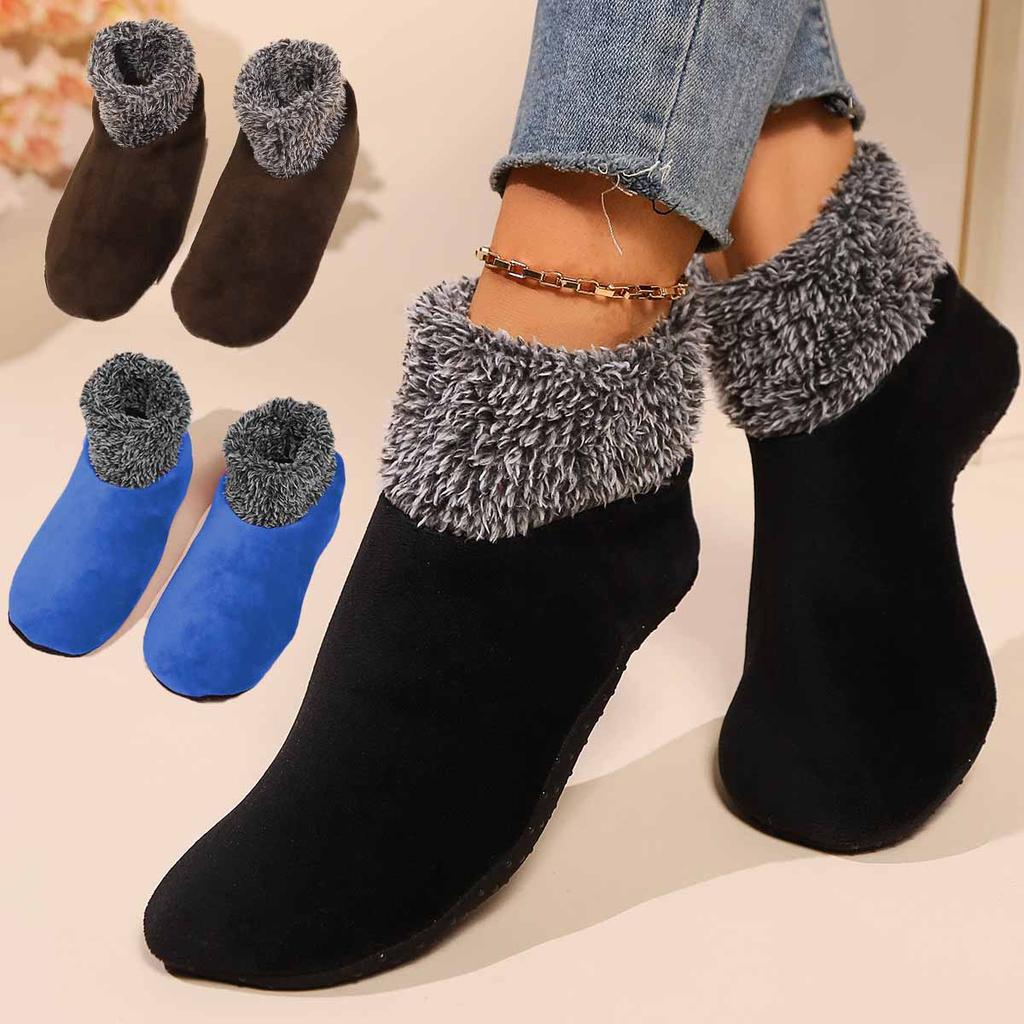Womens Warm Fuzzy Socks with Non Slip Grip Stretch Velvet Slippers Socks Winter Home Floor Socks