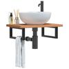 VidaXL Wall-mounted Vanity Shelf Steel and Solid Beech Wood, Floating Vanity Shelf, Vanity Shelf To Place 3302369