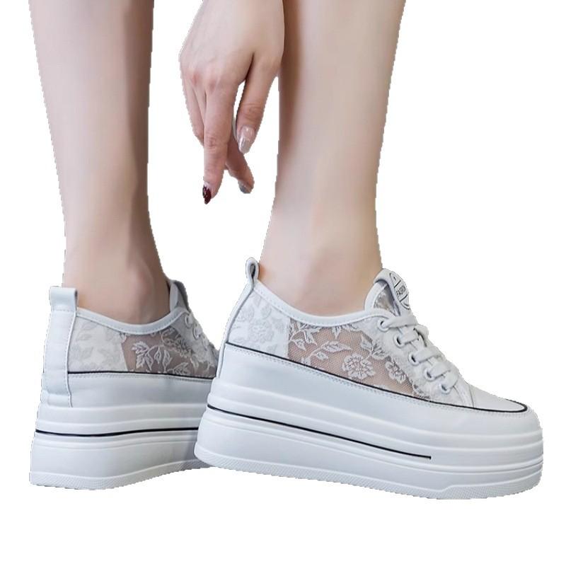Popular Single Inner Height Increase Thick-soled White Shoes Women's 2025 Summer New Versatile Small Casual Sports Shoes