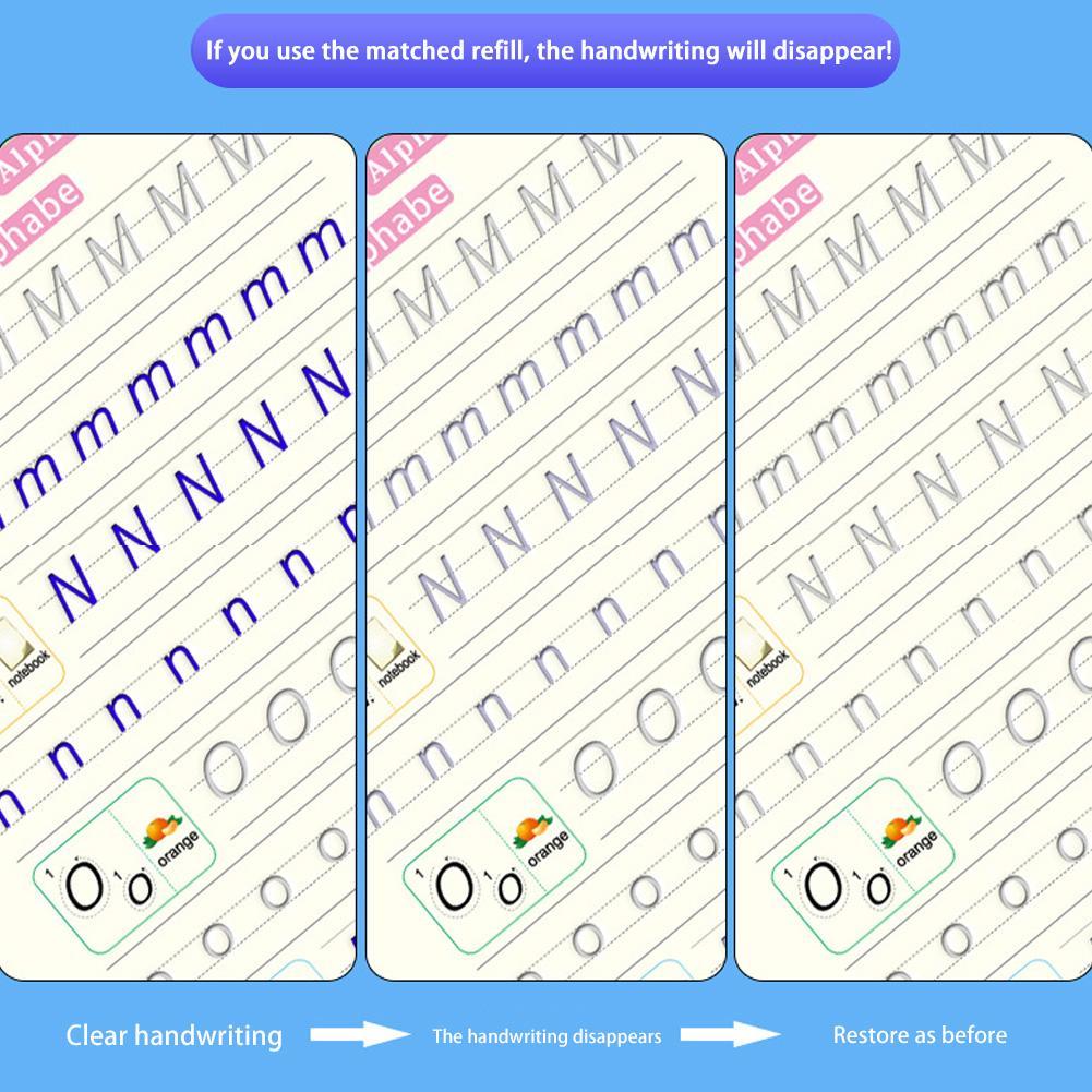 4PCS Reusable Groove Copybook For Children Aged 3-6 Groove Practice English Card Training Numbe Y7Y8