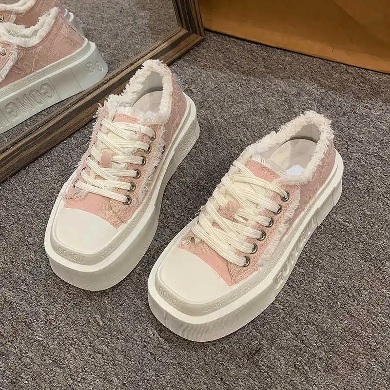 Fashion High Sole Platform White Sneakers Women's Casual Sepatu Basket Women's Breathable Shoes Sport To Play Hit Trending Racing