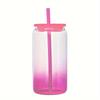 1pc 16oz (480ml) Gradient Color Mason Cups Glass Cup with Lid and Straw  Reusable Tumbler for Iced Coffee Smoothies or Boba Mug