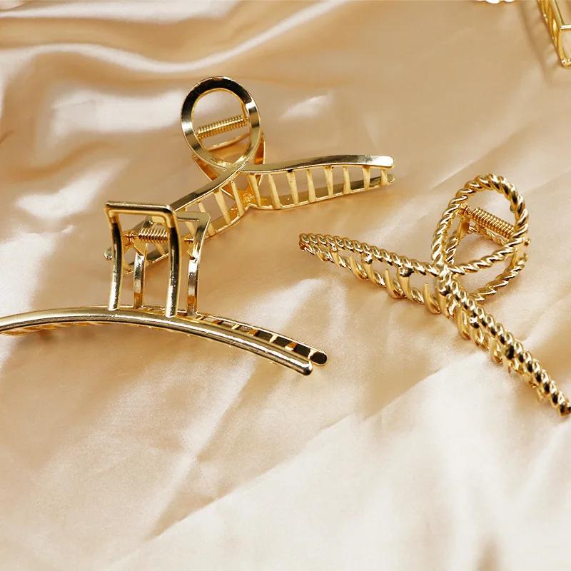 Korean Simple Metal Gold Hair Claw Butterfly Geometric Elegant Hair Clip Claw Clamp for Girls Headwear Women Hair Accessories