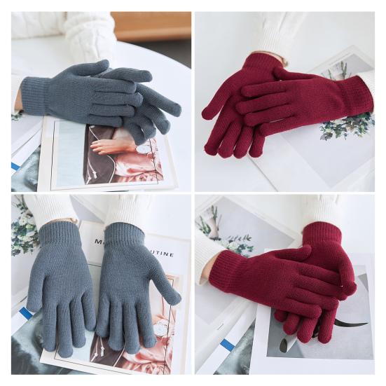 Winter Knitted Gloves Female Thickened Warm Gloves Breathable Cycling Gloves with Windproof Elastic Cuffs for Running Errands Driving