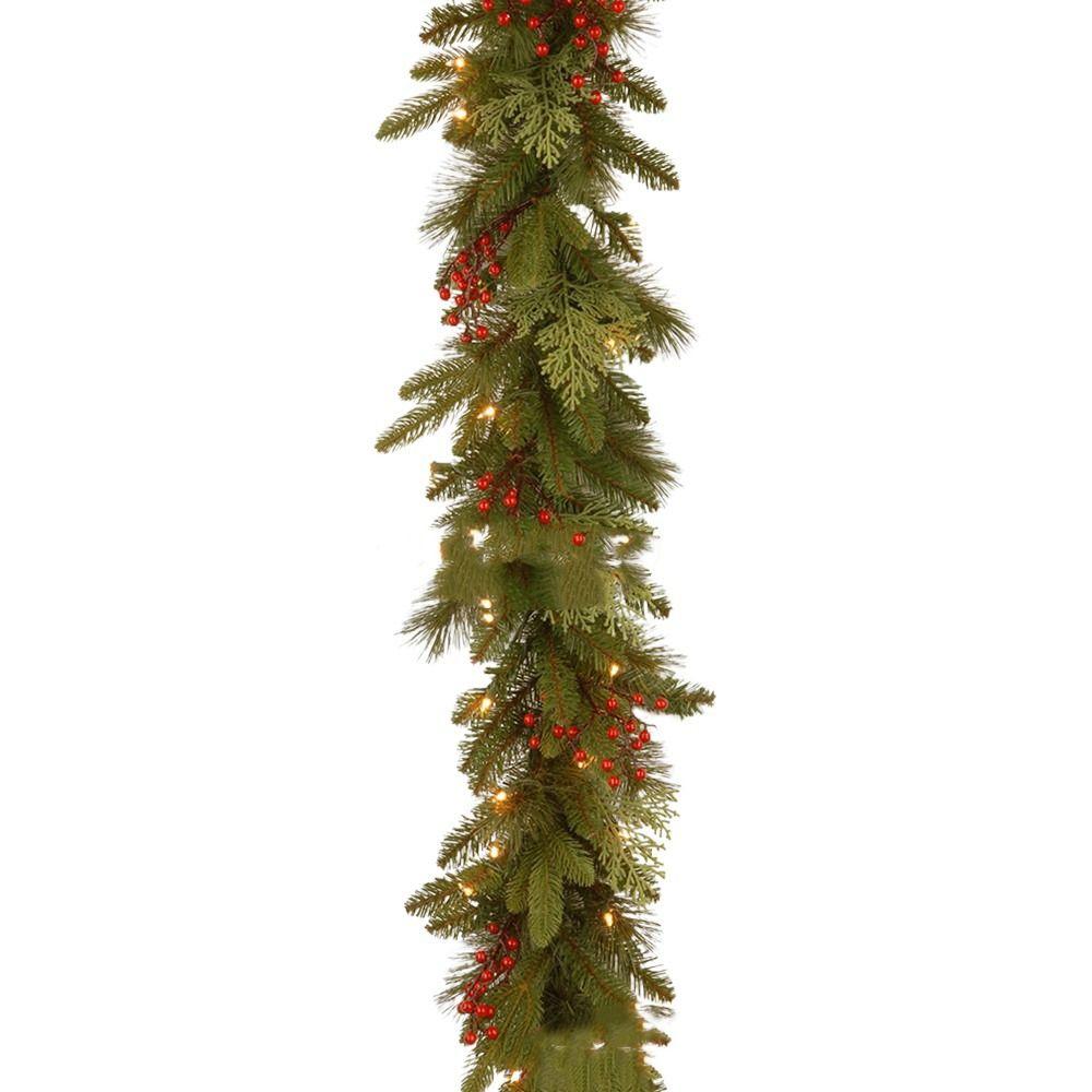 180cm/6 Feet Christmas Garland Green Led String Lights Artificial Rattan Outdoor Decor