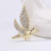 Carrier Pigeon Brooch Sparkling Rhinestone Decor Anti-rust Alloy Lightweight Bird Animal Formal Coat Suit Collar Decoration Jewelry Lady Clothes