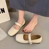 2025 Spring and Autumn New French Mary Jane Single Shoes Women's Korean Version Square Head One Pedal Shallow Mouth Flat Bottom Doudou Women's Shoes