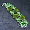 Natural Moldavite Quartz, Tsavorite 925 Sterling Silver Bracelet 7-8" C8G68