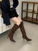 Two Wear Foldable Pile Boots Suede High Heel French Pointed Over Knee Boots Women's Boots Autumn/Winter 2025 New