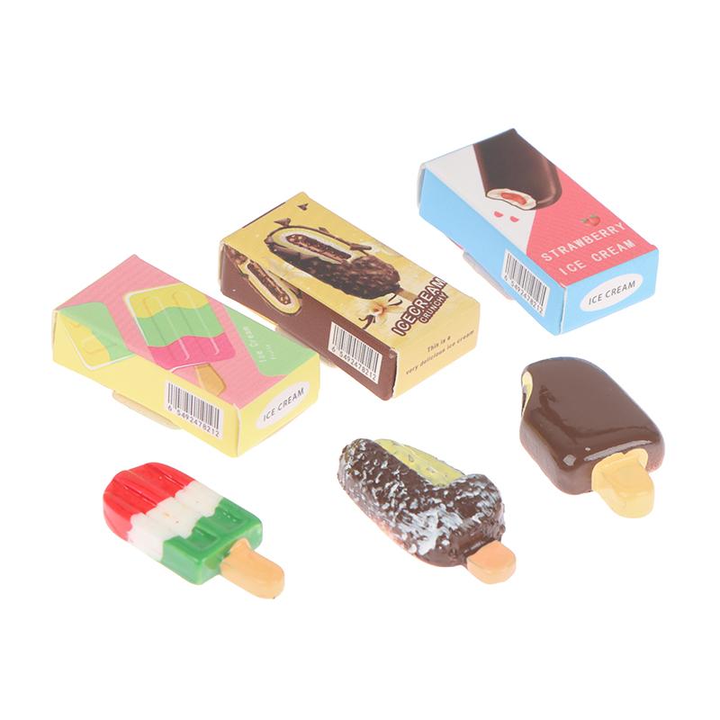 1Set 1:12 Dollhouse Mini Rainbow Ice Cream Chocolate W/Packaging Box Decor Toy