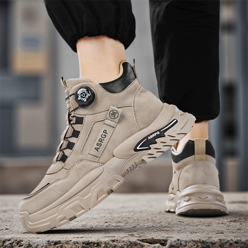 Men’s Black Deserts Shoes Casual Hiking Boots Grey Outdoor Sport Boots Plus Size High Top Sneakers