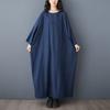 Women Plus Size Dress Solid Fashion Casual Denim Basic Long Dress Cotton Vintage Loose Blue Clothing