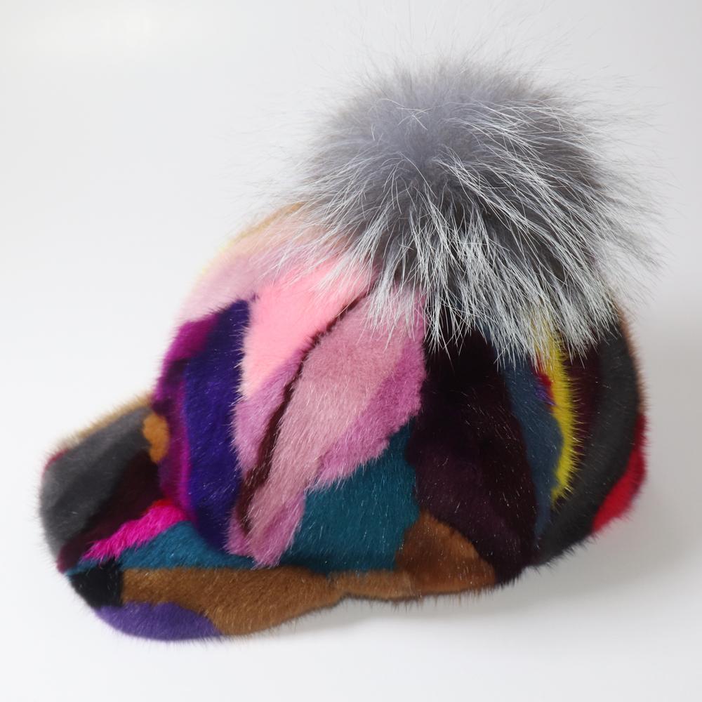 New Women Genuine Real Natural Mink Fur Hat Adult Handmade Warm Winter Baseball Cap Luxury Lady Elegant Stylish Warm Caps