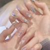 24 Pieces Sweet, Cool and Elegant Double-color Manicure, Medium and Long Diamond Wearing Armor, Flash Ins Wind Fake Nails