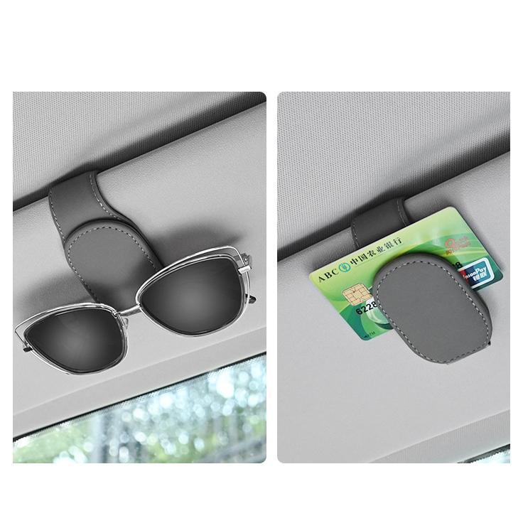 Car Glasses Clip Sun Visor Multifunctional Storage Ticket Business Card Holder Leather Glasses Case Clip Car Accessories