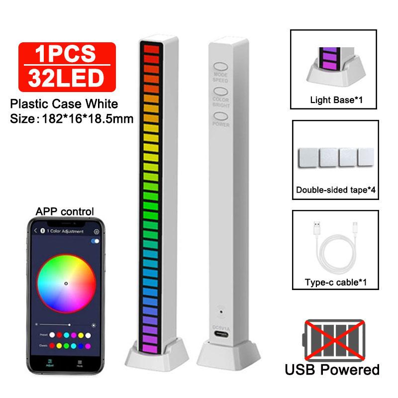 Sound Pickup Light RGB Colourful LED Lights App Controls Music Rhythm Neon Light Voice Activated Ambient Atmosphere Night Lights