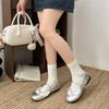 Silver Bow Shoes Women Mary Jane Single Shoes Spring and Summer New Fashion Explosion Fairy Style Ballet Shoes
