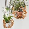 Leather Plant Hanging Baskets Courtyard Garden Flower Hanging Holder Flower Pot Decor Hanger Plant Accessories