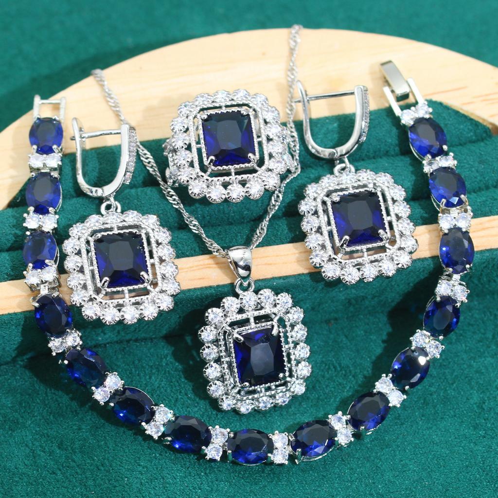 New European and N Jewelry Sets Tanzanite Zircon European and N High Grade Light Luxury Jewelry Sets
