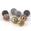 2Pcs 10mm Inlay Diamonds Copper Round Beads Metal Accessories For Jewelry Component DIY Charm Decoration