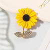 Sunflower Diamond Brooch: Floral Temperament Suit Accessory