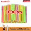 100-1000PCS Multicolor Kunststof Straws Pajitas Straw Wholesale Flexible Disposable Straw