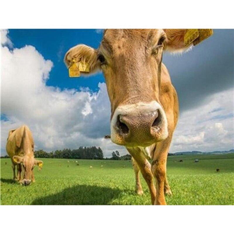 DIY Cow 5D Diamond Painting Full Round Drill Farm Animal Diamond Embroidery Cross Stitch Kit Mosaic Resin Home Decor Gift