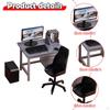 1/12 Computer Desk and Chair Miniature Gaming Table with Keyboard Model for Decoration