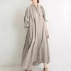 Summer Loose Plus Size Shirt Dress Base Shirt Clean Color Cotton Linen Retro Casual Stand Up Collar Big Swing Dresses