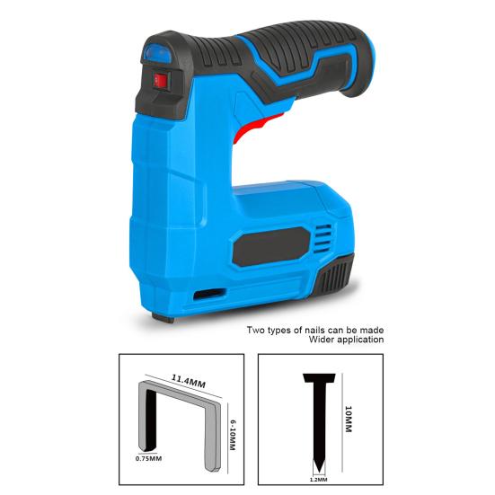 1 Set Electric Nailer 1500mAh High Precision Heat Dissipation Hole Rechargeable Non-slip Handle Straight Nail Stapler Carpentry Tool