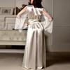 Women Satin Long Nightdress Silk Lace Lingerie Nightgown Sleepwear Sexy Robe