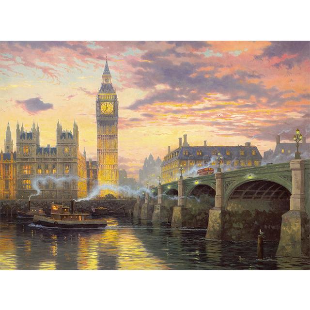 Europe Retro Landscape Christmas Snow Scene Canvas Painting Prints Paris London Posters Print for Living Room Home Decor No Frame