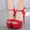 Fashion Summer Fashion Women Sandals Sexy High Heels 16CM Pumps Platform Luxury Red Party Wedding Shoes Woman Ghn90