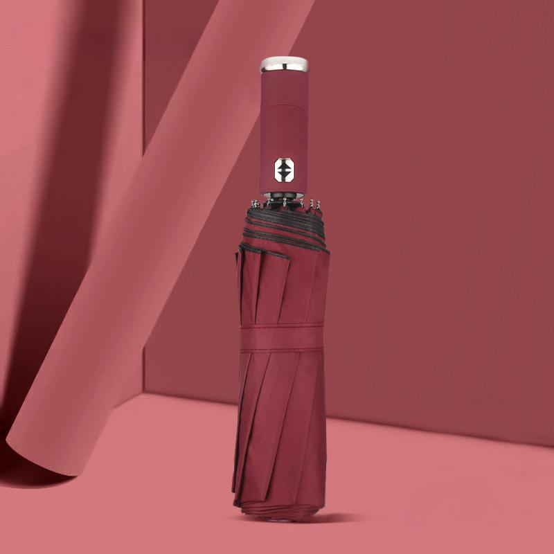 TENTAGON Automatic Umbrella With LED Flashlight Three Folding UV Umbrella For Rain and Sun 10 Ribs Windproof Portable Parasol