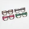 Fashion Polygon Oversize Frame Plain Glasses Unisex Retro Leopard Versatile Advanced Eye Protection Anti-Blue Light Eyeglasses