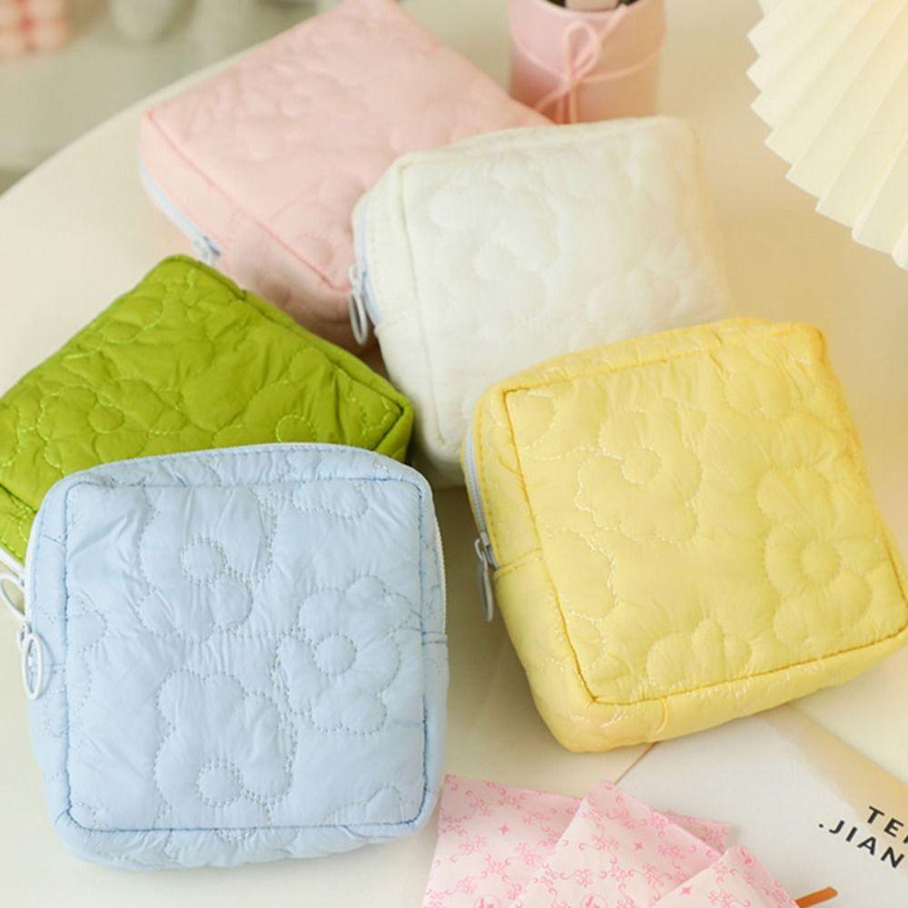Polyester Cotton Period Bag Square Sanitary Napkin Storage Pouch Fashion Makeup Bags  Travel
