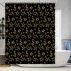 Charming Bathroom Decor: Moon Stars Crescent Moon Print Shower Curtain with Rod Pocket for Home Decoration Black and Gold Floral