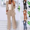2 Pcs/Set Lady Formal Coat Pants Set Long Sleeves Slim Fit Lapel Cardigan Mid