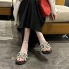 Open-toed Pearl Sandals with Skirt Shoes Women's Summer 2025 New Internet Celebrity Super Fire Slippers