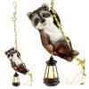 Raccoon Solar Light Resin Climbing Raccoon with LED Lantern Waterproof Garden Statue Hanging Raccoon Figurine for Yard Wall Balcony Tree