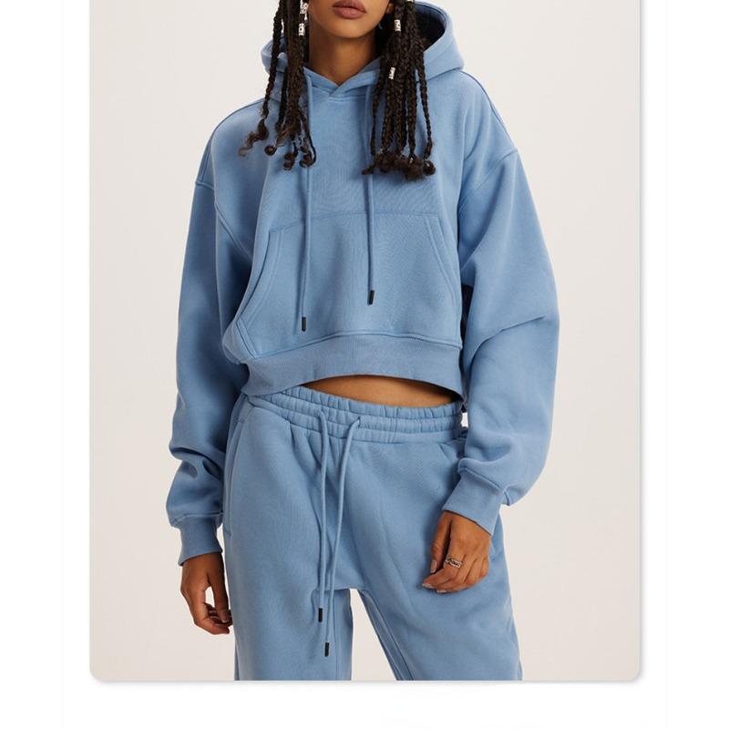 Autumn and Winter Women's Sweatshirt Long Pants Set Casual Fashion Solid Color Pullover Drawstring Sweatshirt Hooded Set