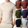 New Autumn Winter Mock Neck Sweater Men Solid Color Pullovers Man Half Turtleneck Knitwear Fashion Casual Mens Clothing
