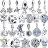 Real 925 Silver Color Firefly Snowflake Starry CZ Shiny Charms Pave Beads Fit Original Bracelets For Women Fine Jewelry