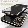 Luxury Square Plating Silicone Case For Samsung S21 S23 S22 A12 A23 A13 A53 A14 A54 iPhone Redmi Note 12 11 Pro 10 OPPO Soft Shockproof Phone Cover