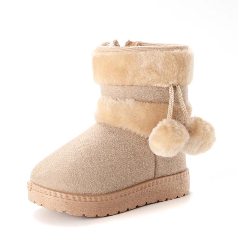 Child Shoes New Trendy Winter Boots for Children Thick Soled Wool Ball Snow Boots Winter Cotton Inserts Girl Sneakers Botas Niña