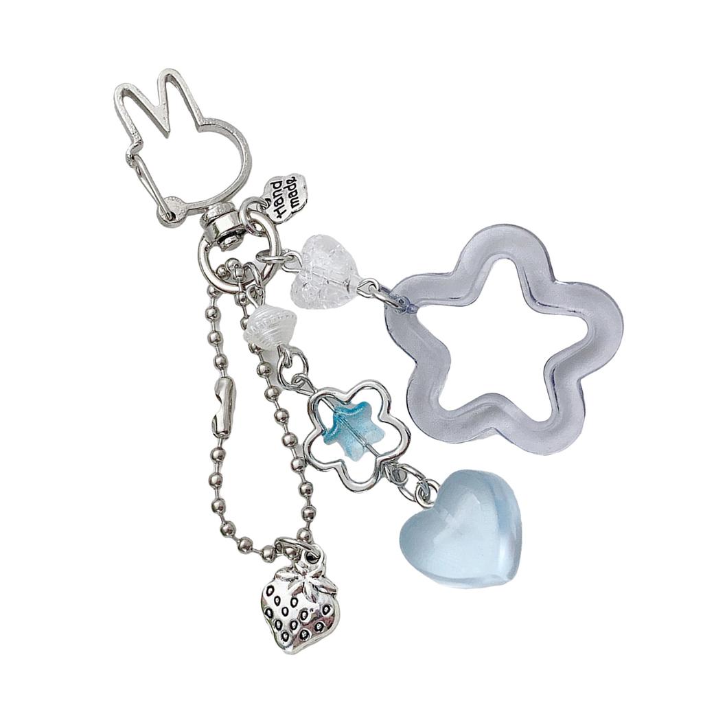 Handmade Five Pointed Star Keychain Durable Acrylic Alloy Bag Charm Accessory Lightweight Portable Keyring Decor